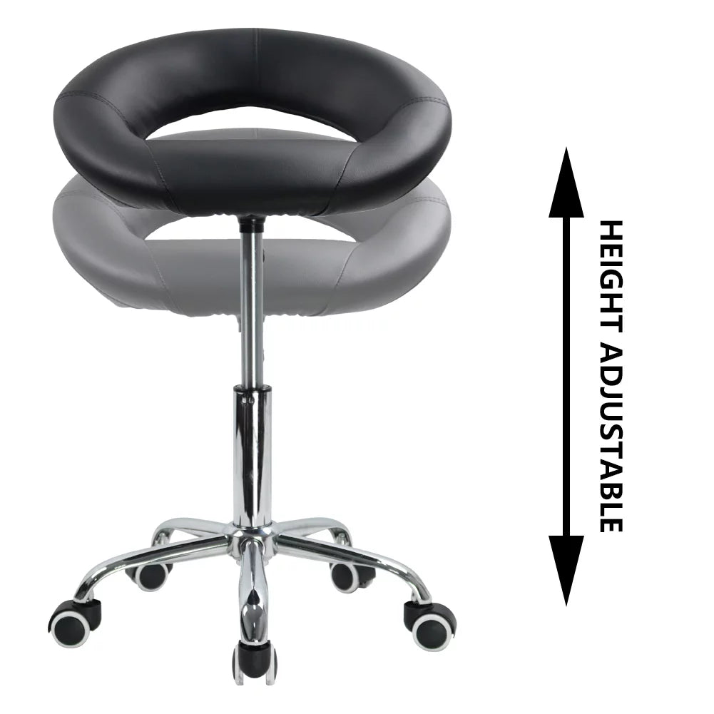 Black Height Adjustable Swivel Rolling Stool L9327
