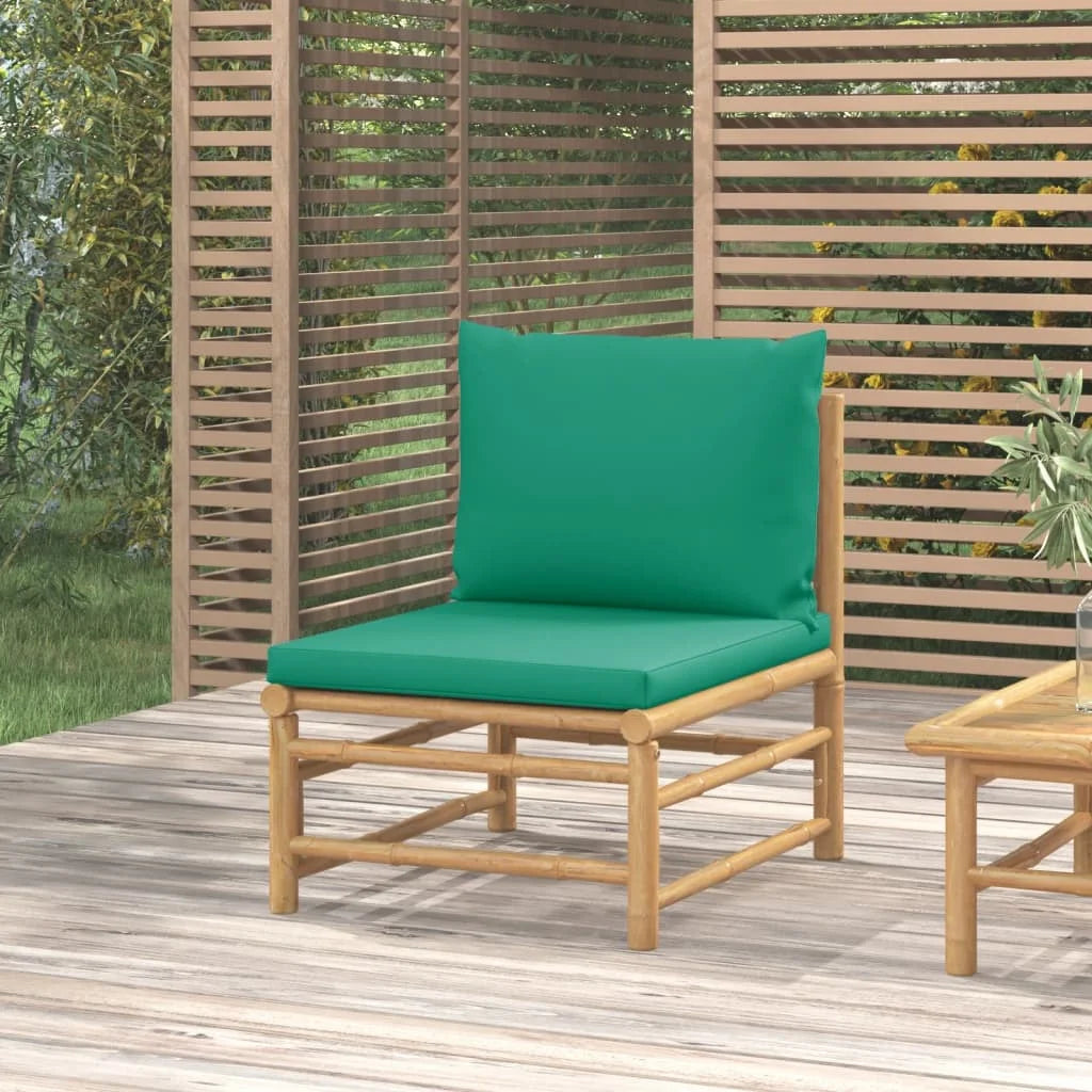 Bamboo Patio Sofa with Green Cushions K752092