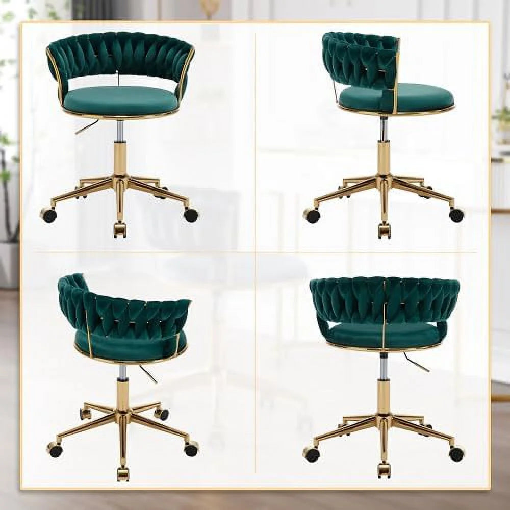 Dark Blue Velvet Desk Chair with Wheels L262007