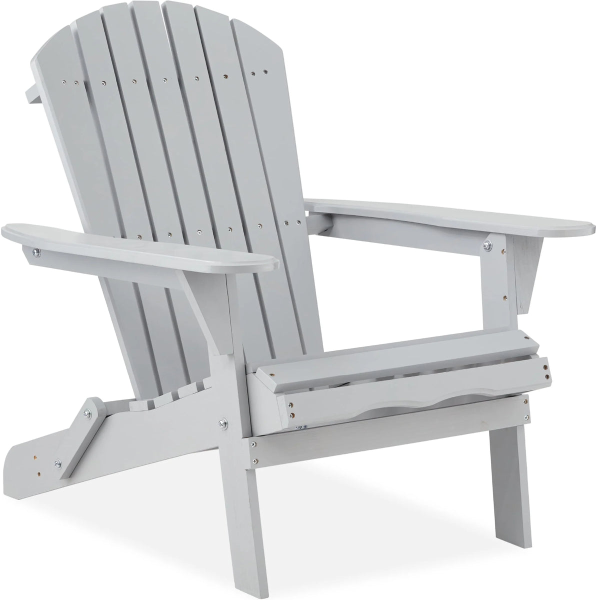Folding Adirondack Chair Outdoor Wooden Accent Lounge Furniture 350lb Capacity Brown H20051