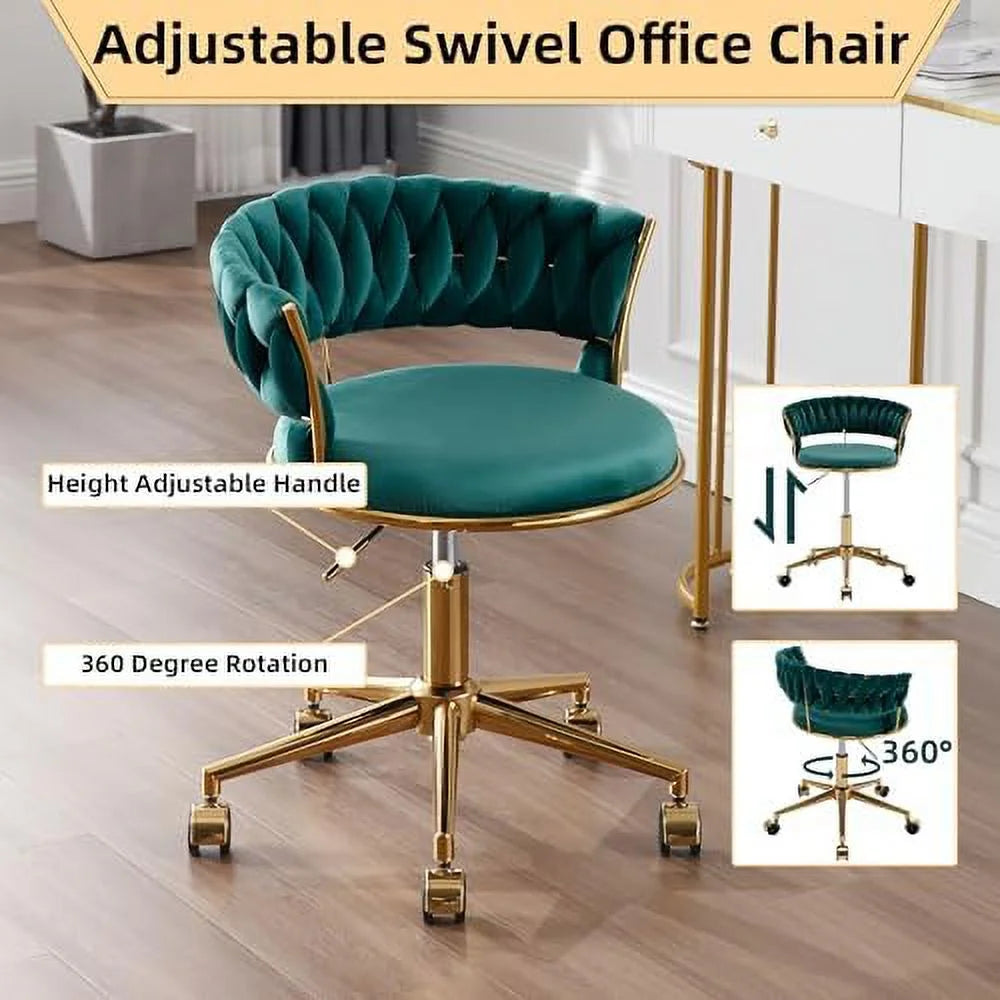 Dark Blue Velvet Desk Chair with Wheels L262007