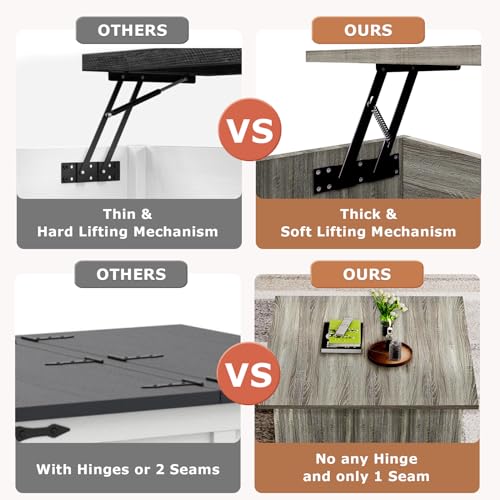 Gray Oak Lift Top Coffee Table with Storage T9005