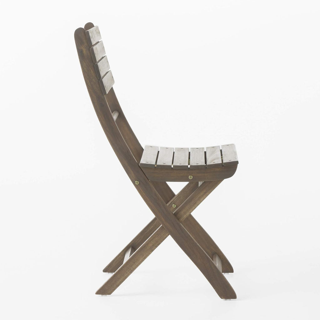 Acacia Wood Foldable Dining Chairs, 4-Pcs Set, Grey Finish U5333