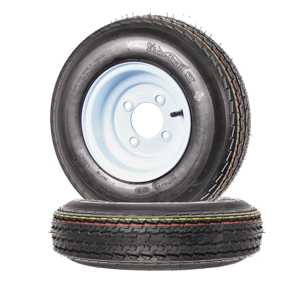 Trailer Tires On Rims 4.80-8 4 Lug White J807779