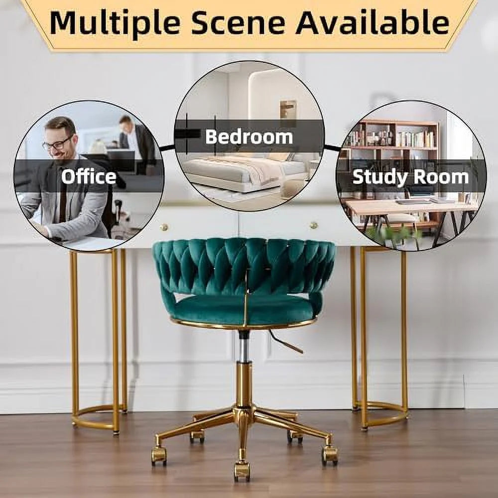 Dark Blue Velvet Desk Chair with Wheels L262007