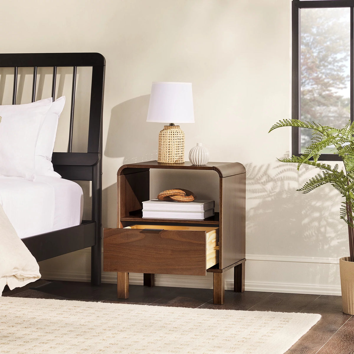 Brown Solid Wood Nightstand R40137