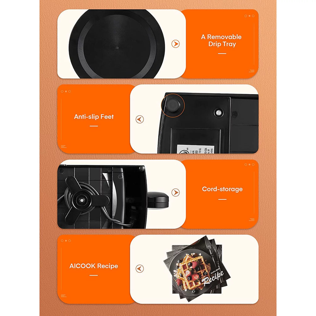 Black 8-Slice Nonstick Waffle Maker X48974