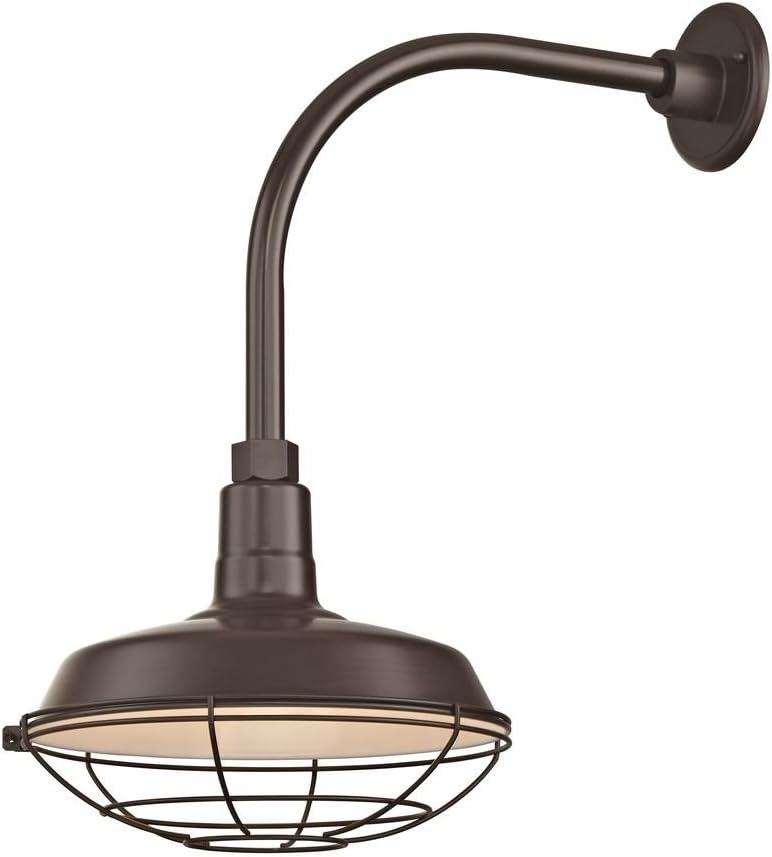 Bronze Gooseneck Barn Light with 12 Caged Shade Z131141