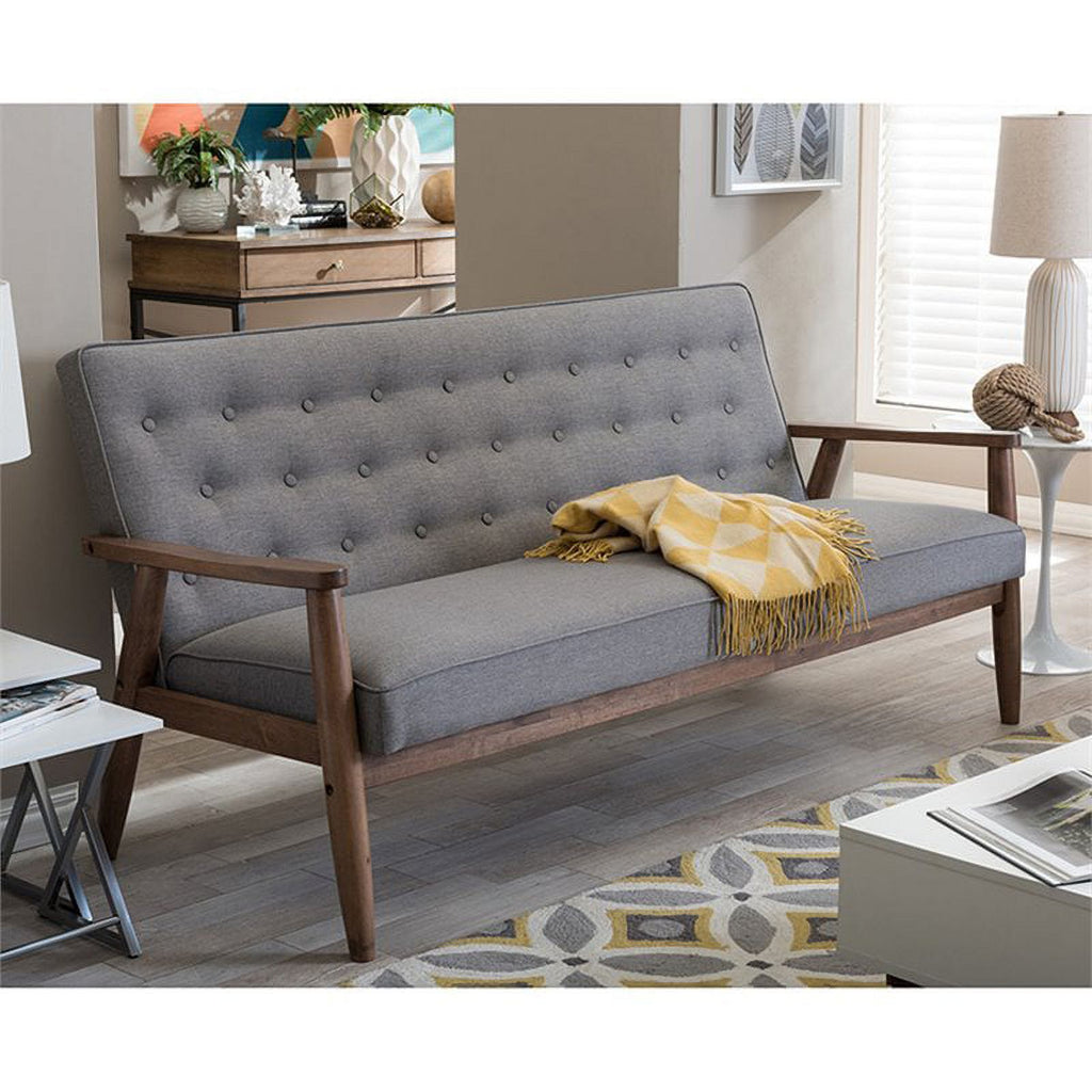 2 Piece Tufted Sofa Set in Gray I145140