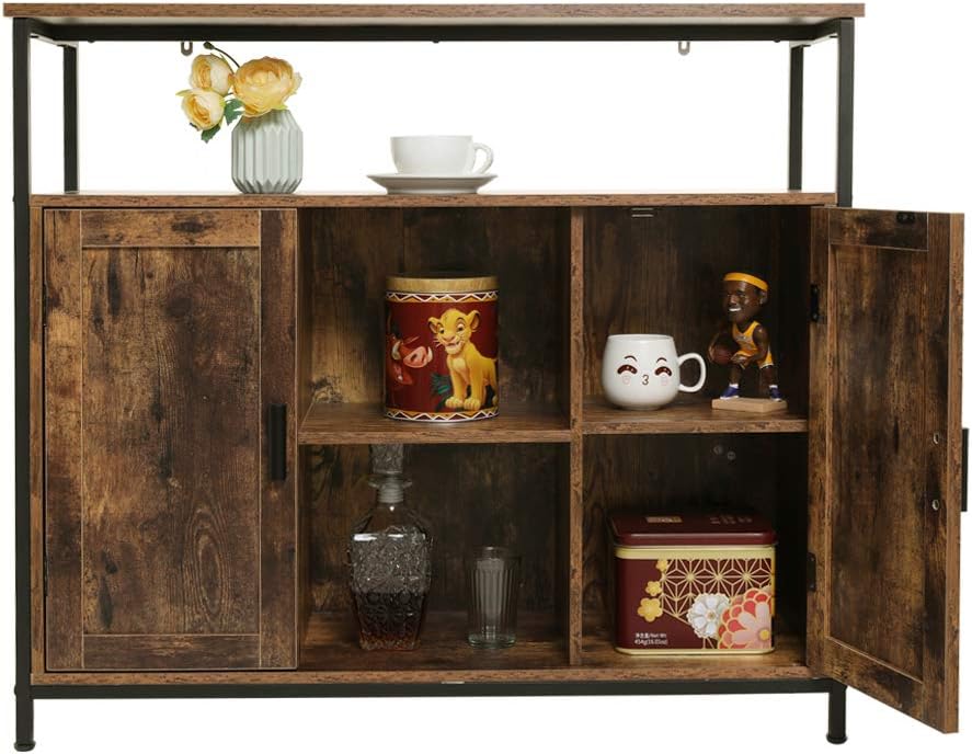 Rustic Brown Free Standing Storage Cabinet with 2 Doors H514010