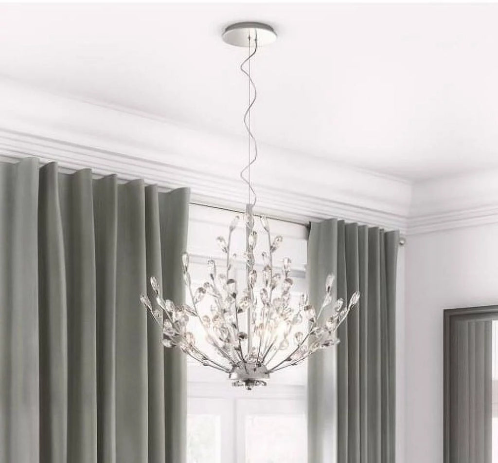 5-Light Pendant Chrome Finish Crystal Clear Accents Bulbs Included Z3210