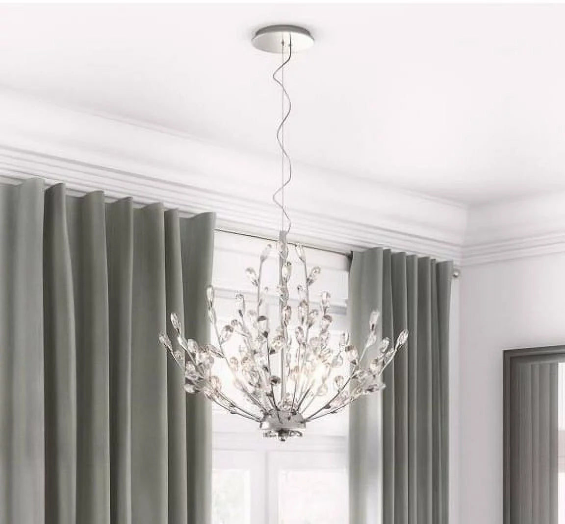 5-Light Pendant Chrome Finish Crystal Clear Accents Bulbs Included Z3210