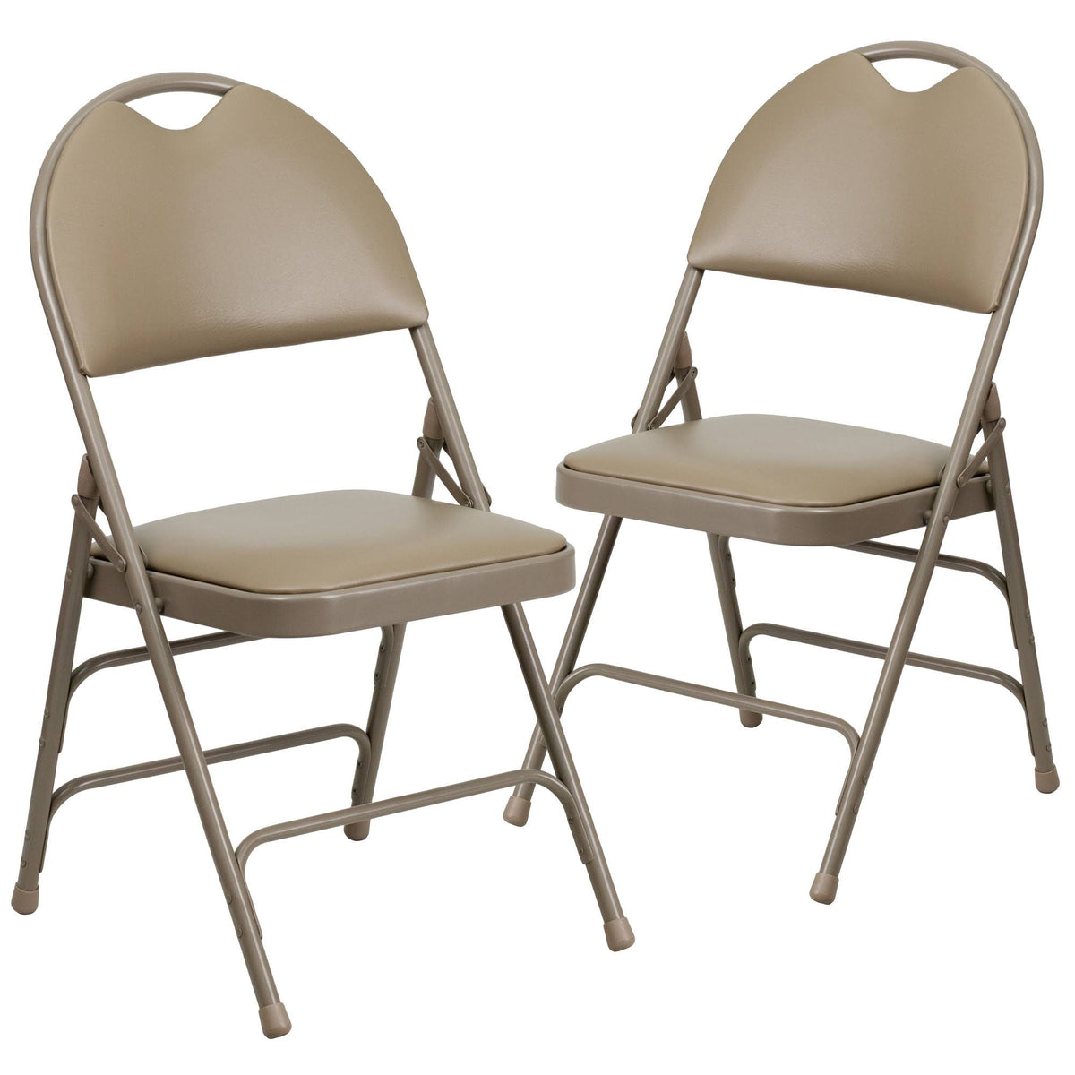 Beige Vinyl Metal Folding Chair H95370