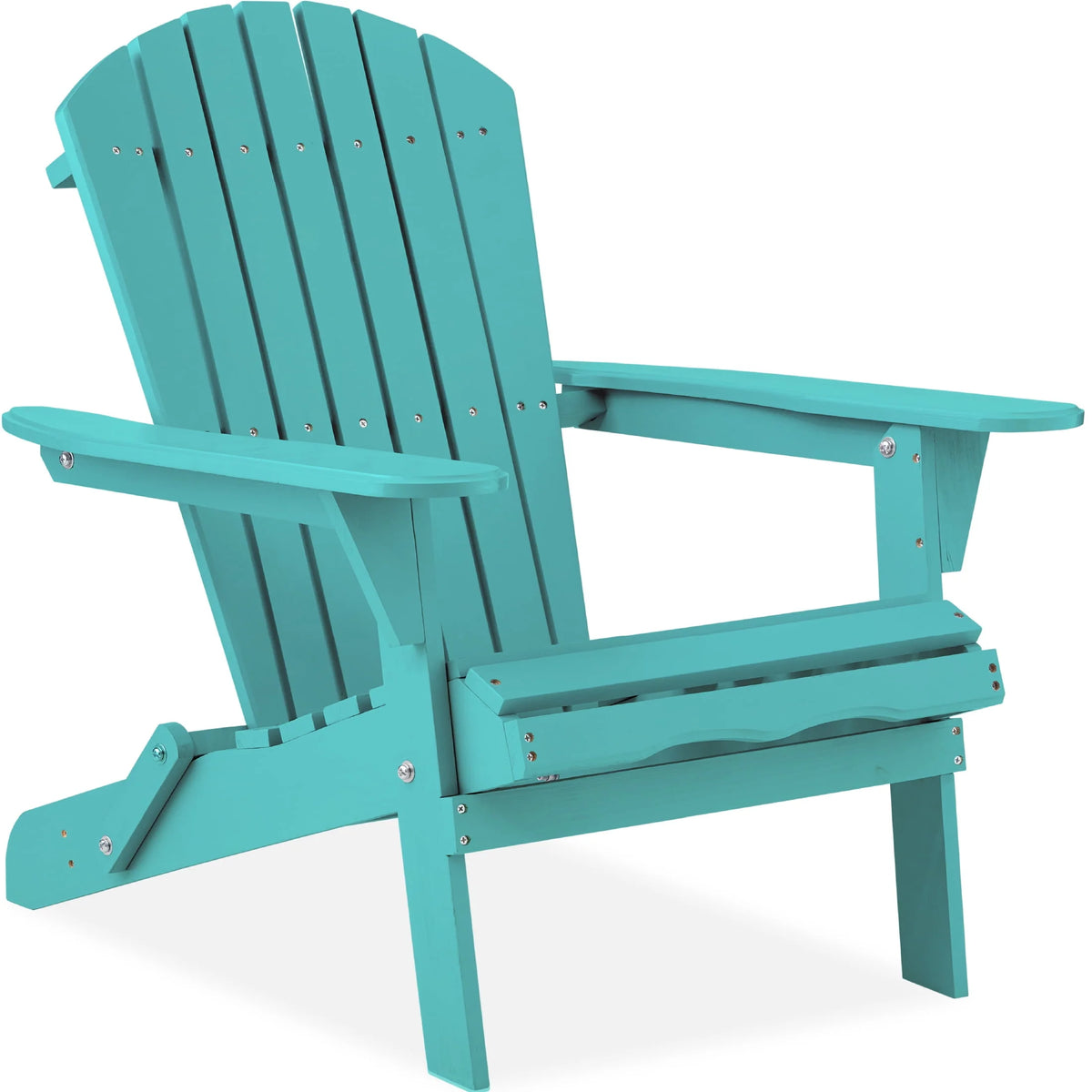 Folding Adirondack Chair Outdoor Wooden Accent Lounge Furniture 350lb Capacity Brown H20051