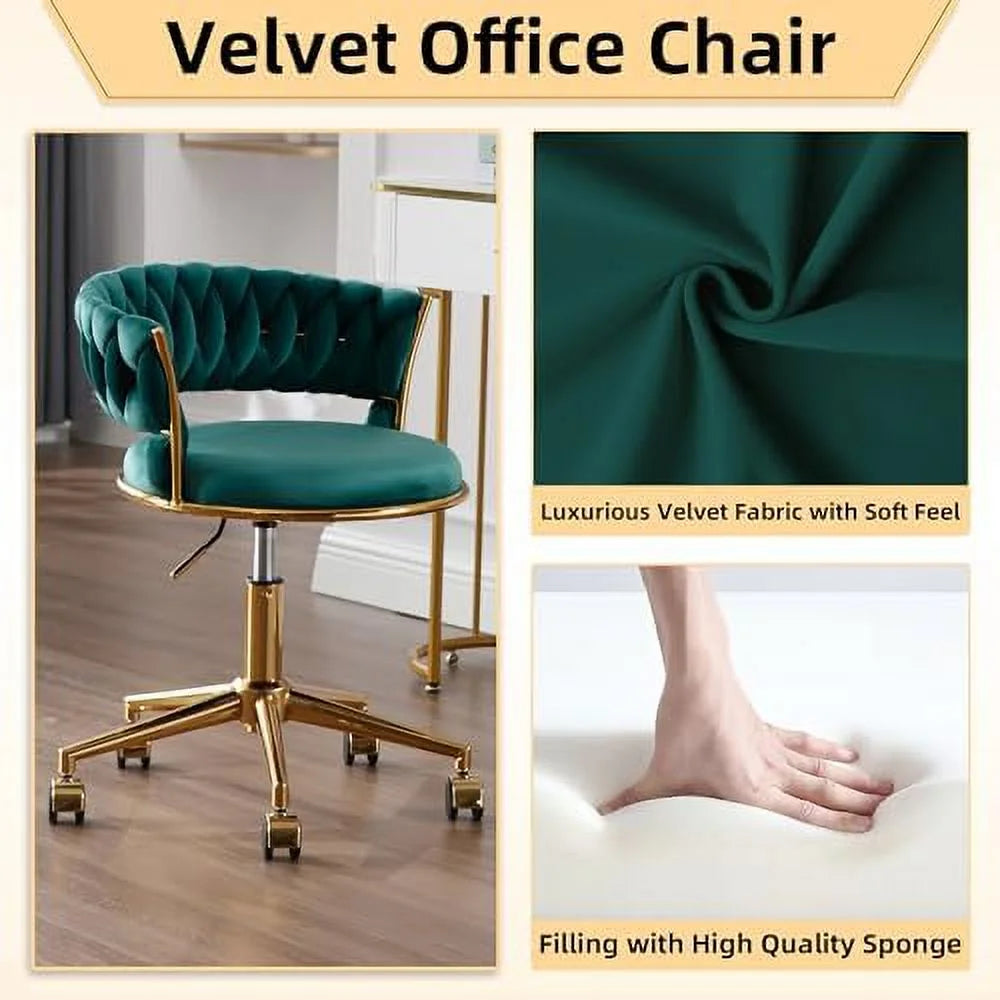 Dark Blue Velvet Desk Chair with Wheels L262007