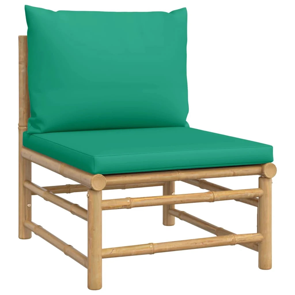 Bamboo Patio Sofa with Green Cushions K752092