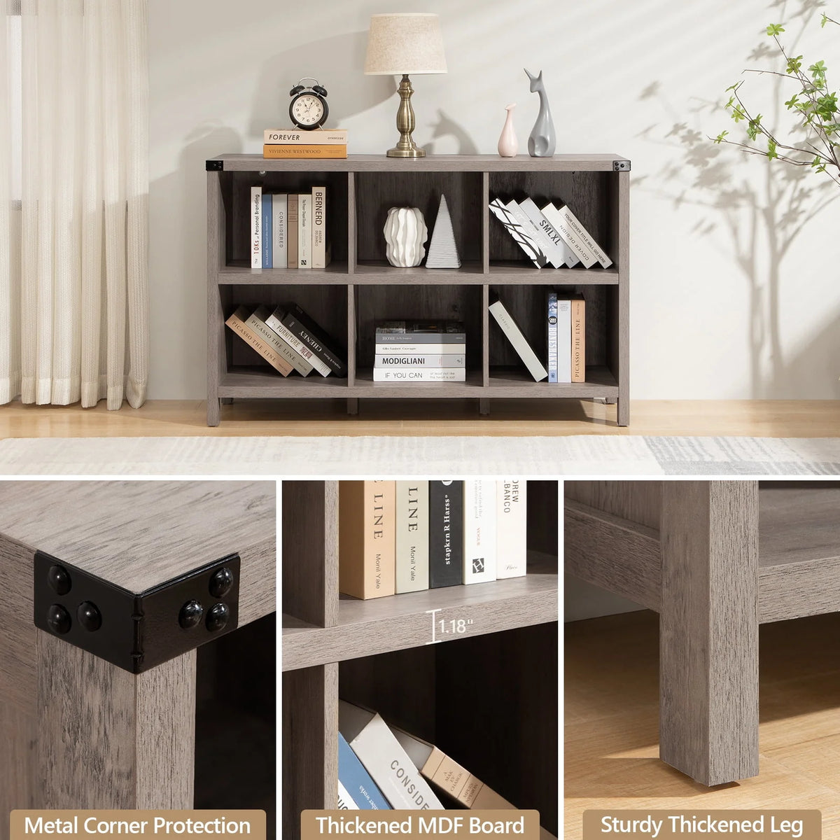 6 Cube Wood & Metal Storage Organizer M330982