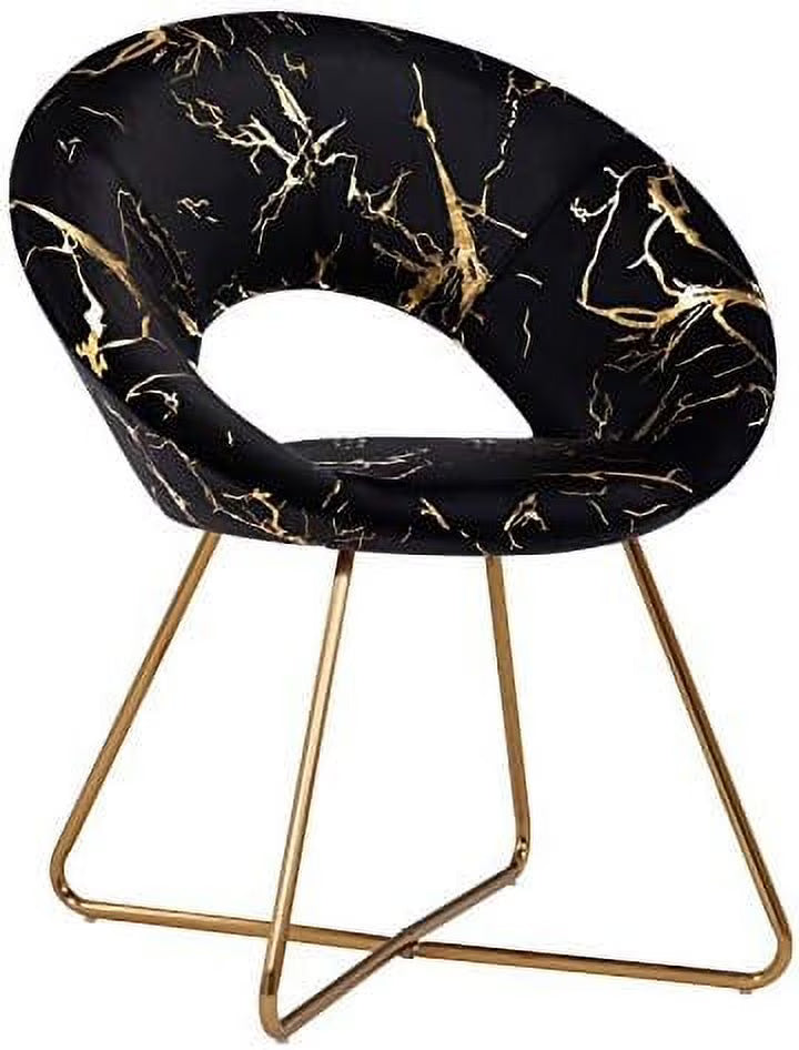 Khaki Velvet Upholstered Arm Chair with Golden Metal Frame Legs I224