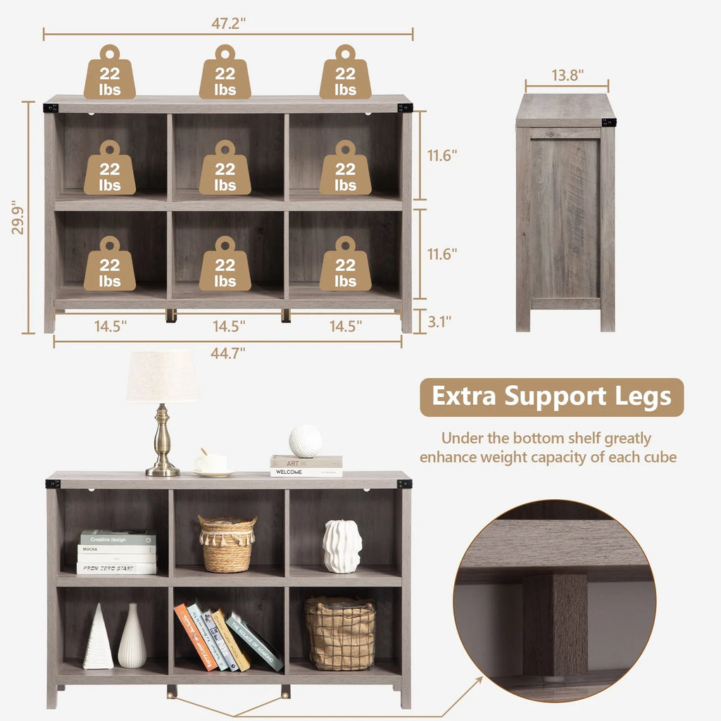 6 Cube Wood & Metal Storage Organizer M330982