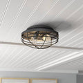 Matte Black 2-Light Caged Flush Mount Light L276641
