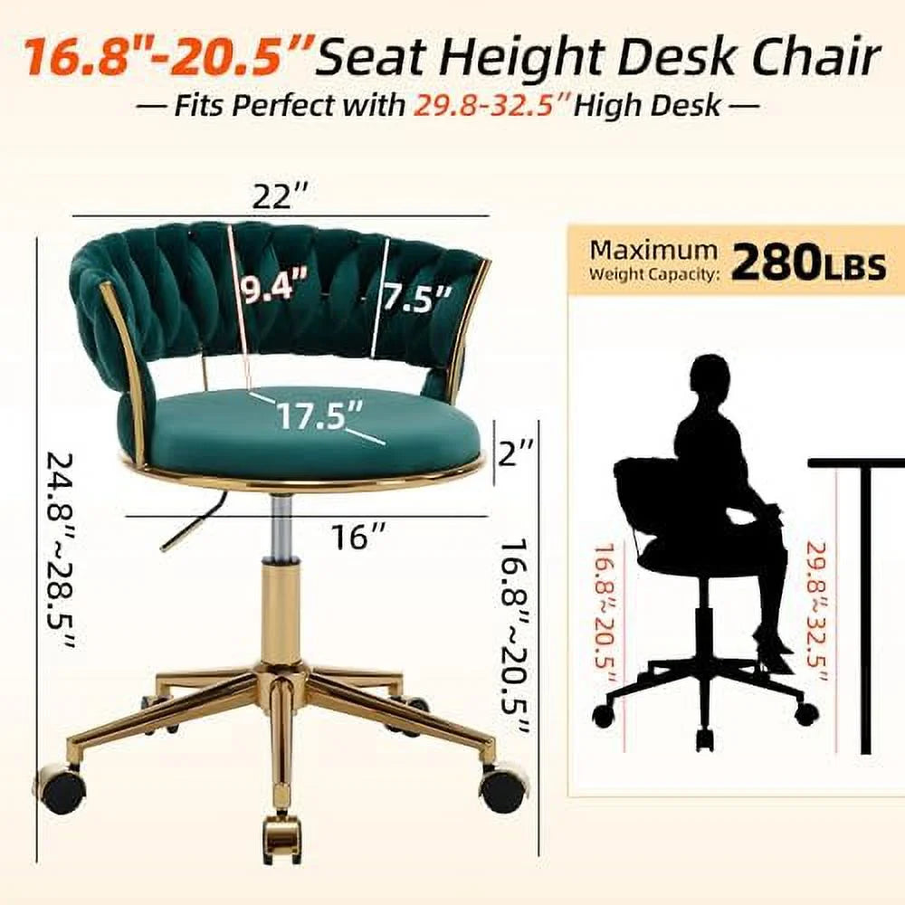 Dark Blue Velvet Desk Chair with Wheels L262007