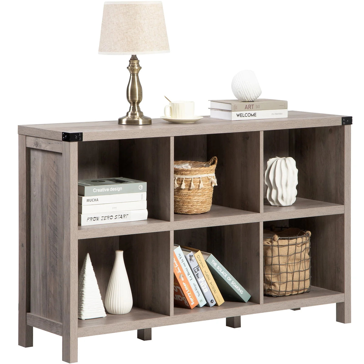 6 Cube Wood & Metal Storage Organizer M330982