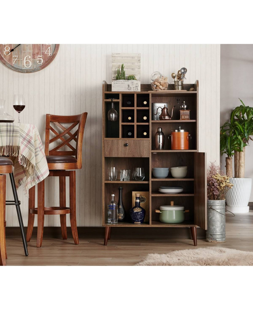 Distressed Walnut Wine Cabinet Z376