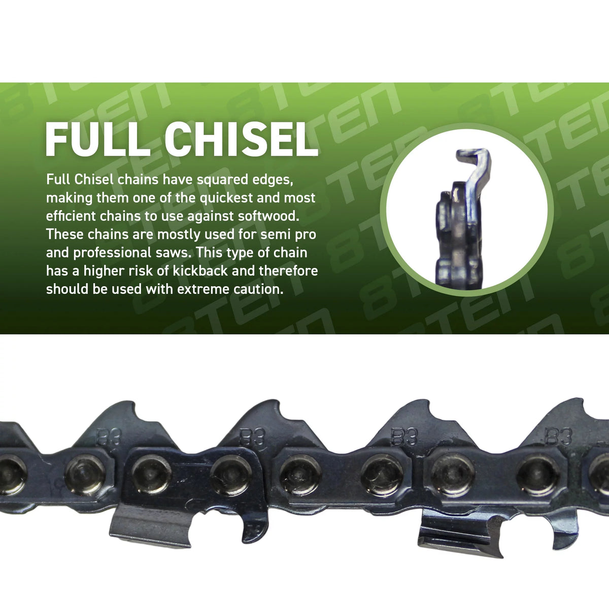 14 inch .050 3/8 52DL Full Chisel Chainsaw Chain 2 Pack A8620