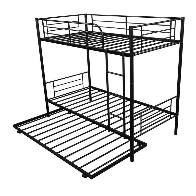 Twin-Over-Twin Metal Bunk Bed with Trundle Black Y815830