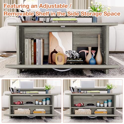 Gray Oak Lift Top Coffee Table with Storage T9005
