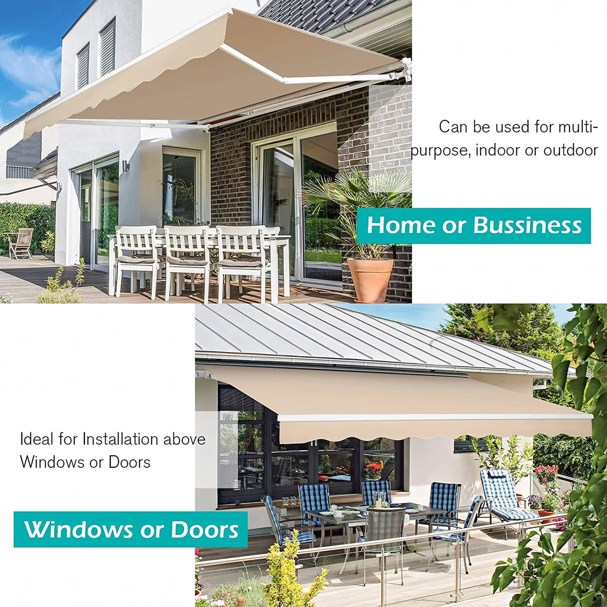 8' x 10' Manual Retractable Patio Awning C5188