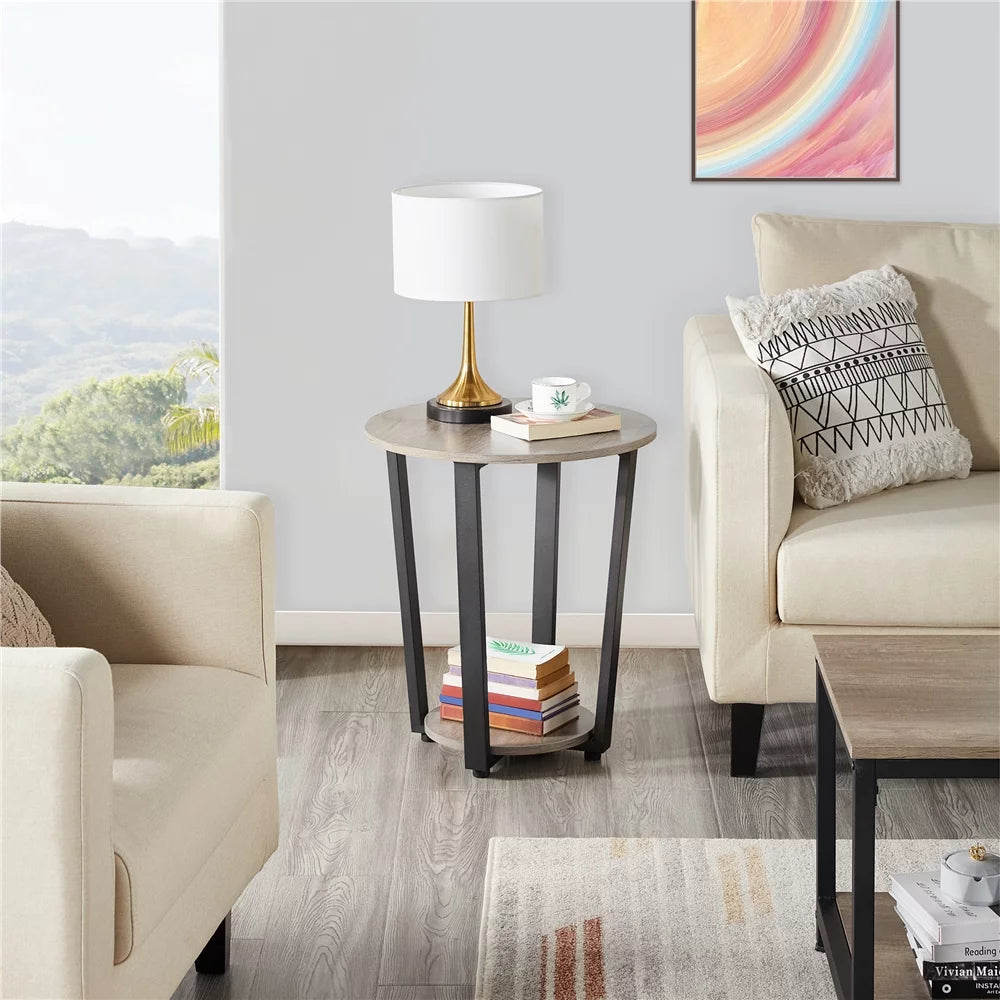 Set of 2 Gray Metal Side Table V600688