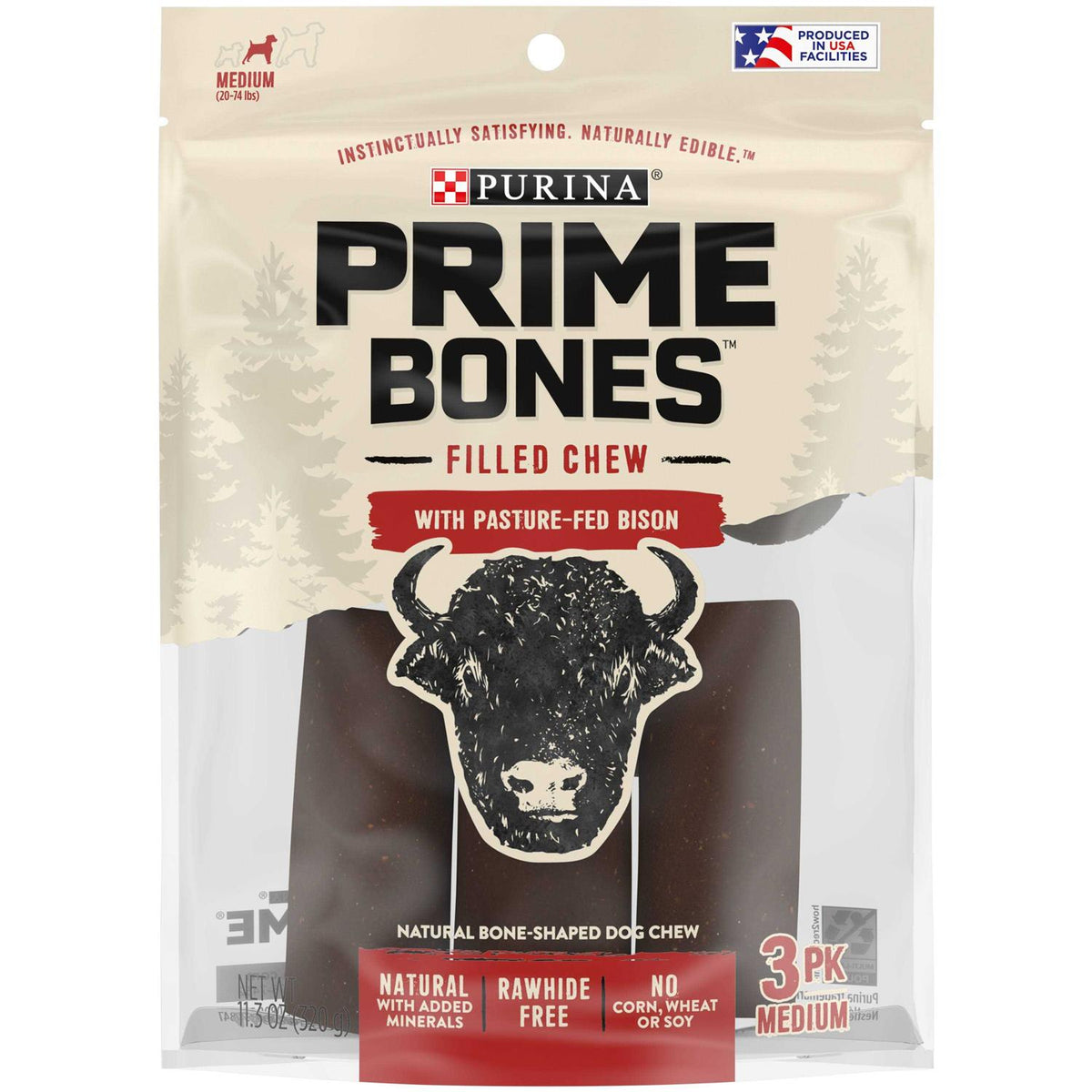 Natural Dog Treats Filled Chew With Bison F60388