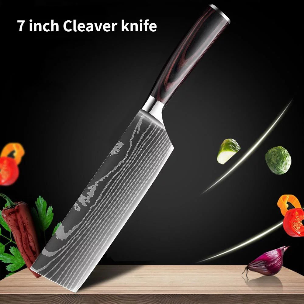 3 Piece Stainless Steel Kitchen Knife Block Set with Sheaths F681