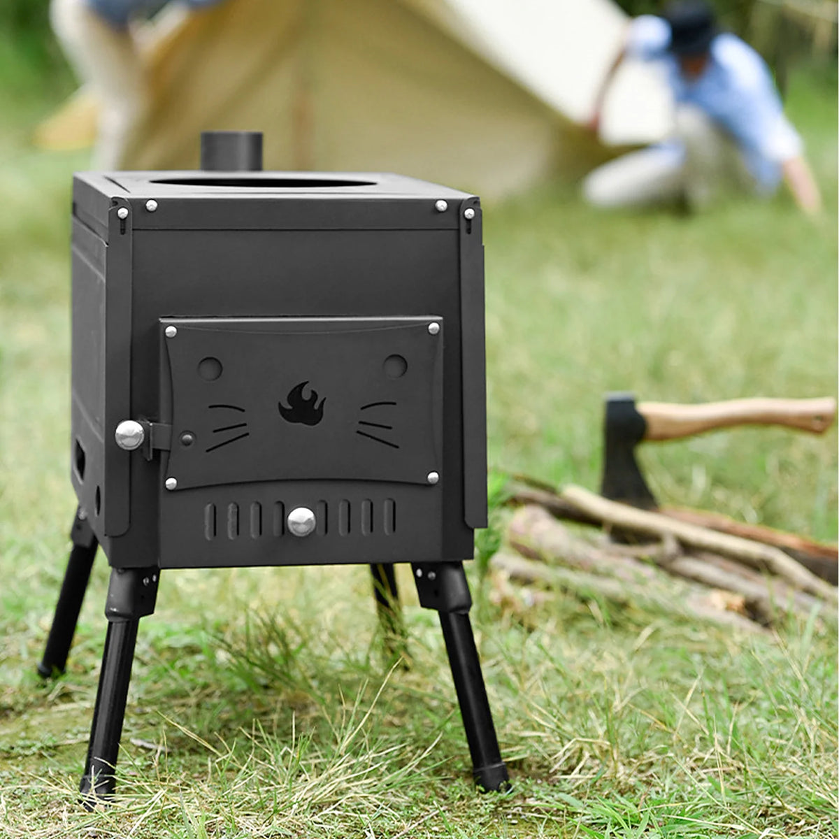 Portable Foldable Wood Burning Camp Tent with Chimney K64256