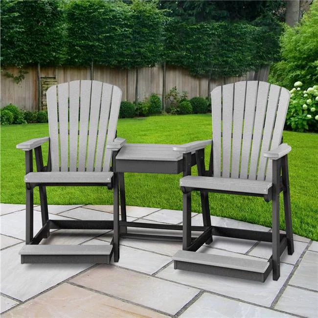 Light Gray Counter Height Settee Table Combo C733407