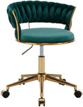 Dark Blue Velvet Desk Chair with Wheels L262007