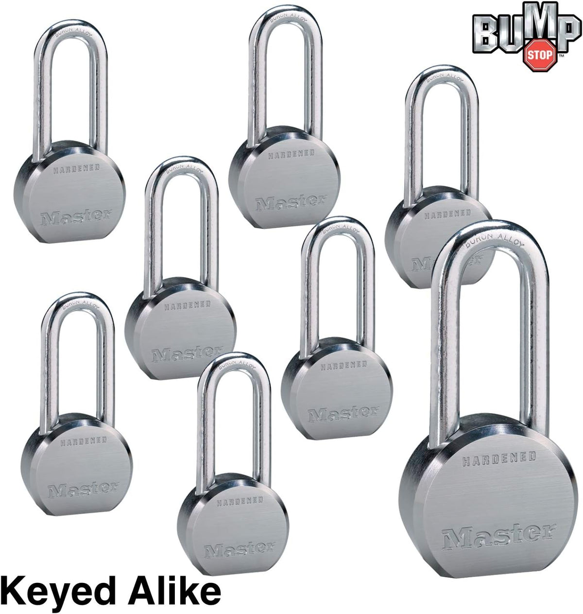8 High Security Pro Series Keyed Alike Padlocks with BumpStop Technology O71640