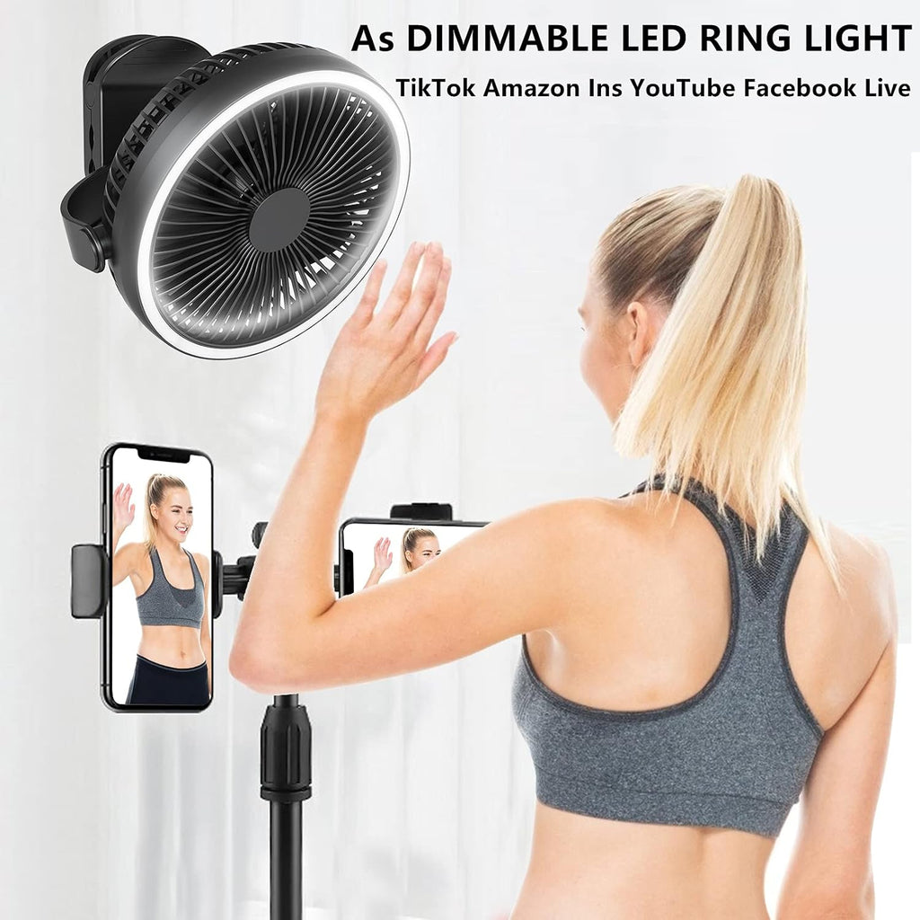 8 Inch Battery Operated Clip On Fan with 4 Speeds, Timer, LED Light B916981