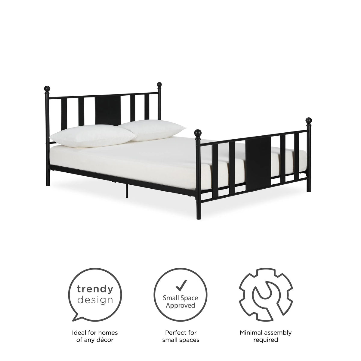 Queen Black Metal Platform Bed Q155