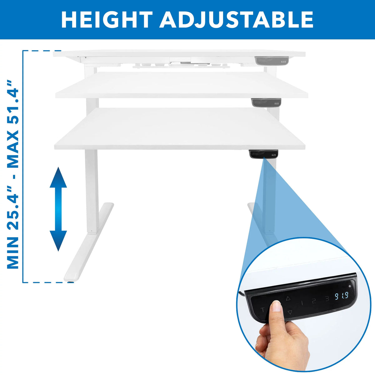 White Electric Standing Desk with Tabletop B23026