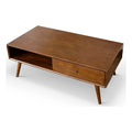 Mid-Century Rectangular Solid Wood Coffee Table in Walnut K885