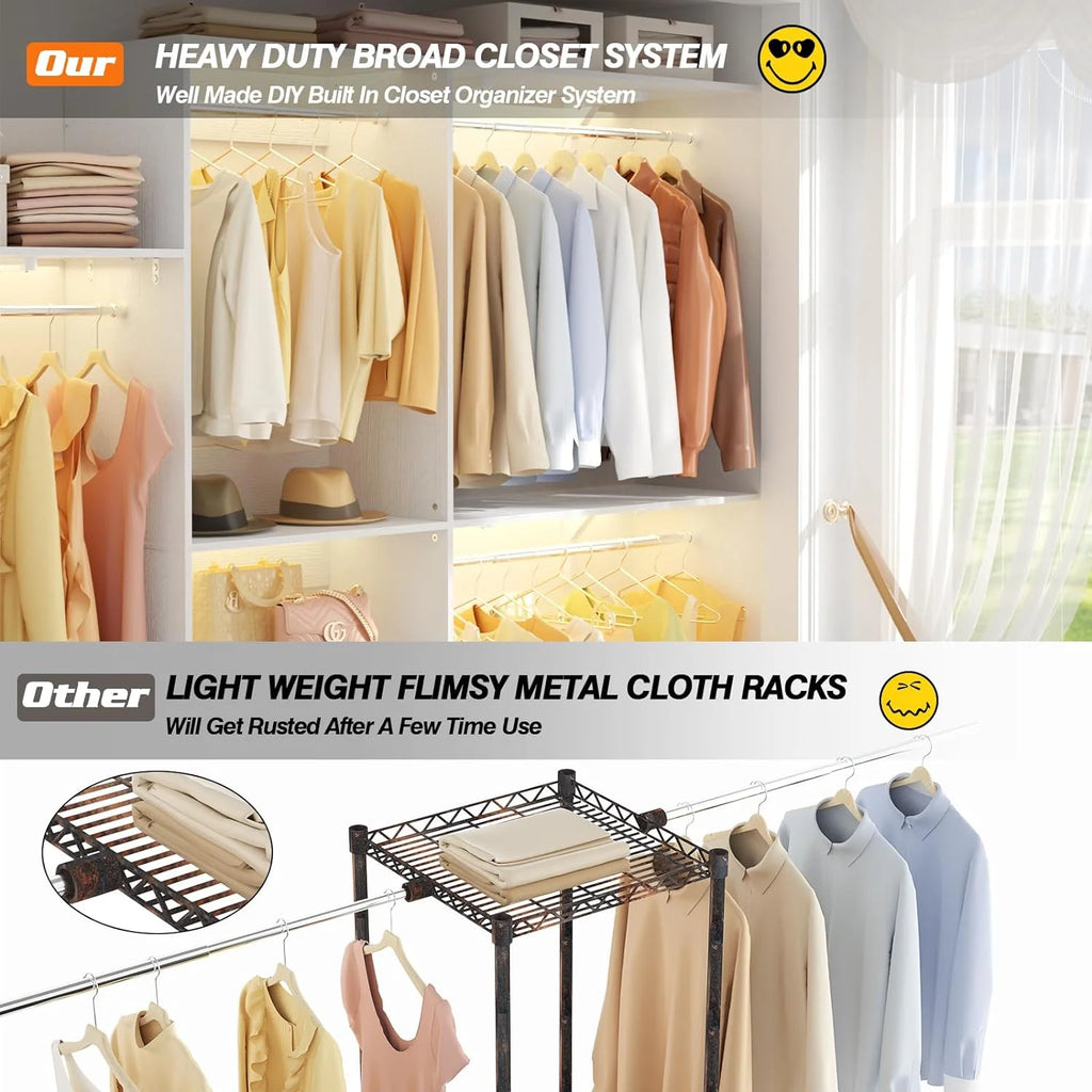 96'' White Closet System with 3 Shelving Towers U99878