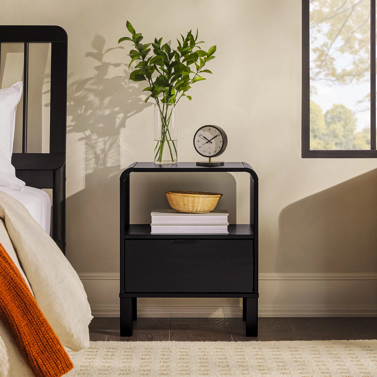Brown Solid Wood Nightstand R40137