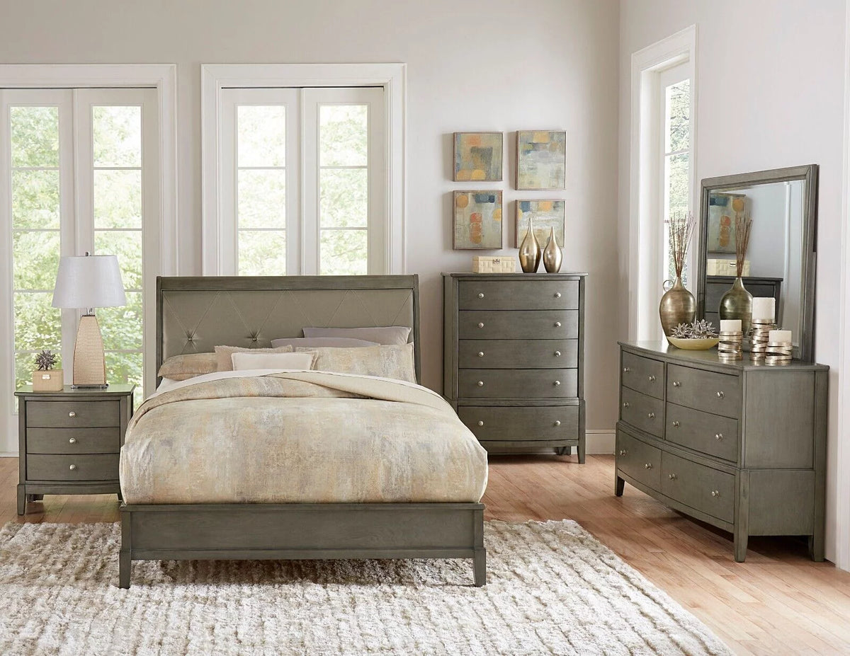 Gray 6pc Wooden Bedroom Set Eastern King Sleigh Bed H6472