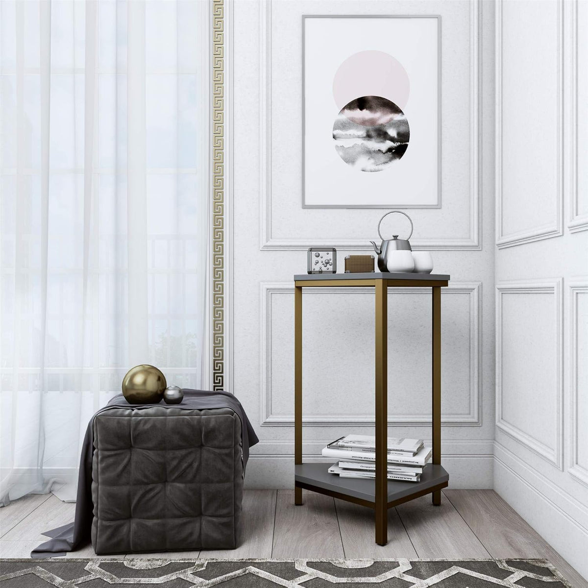 White Marble End Table Set O9122
