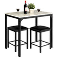 3 Piece Counter Height Dining Set Faux Marble Table and 2 Chairs I2966