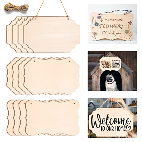 12 Pcs Unfinished Wood Rectangle Slices Plaque, 8.8 x 5.7 Inches J212665