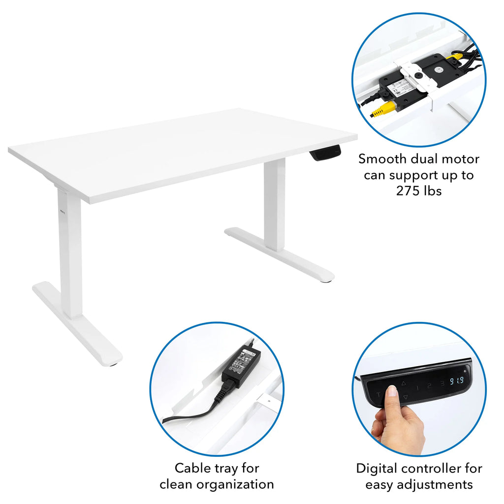 White Electric Standing Desk with Tabletop B23026