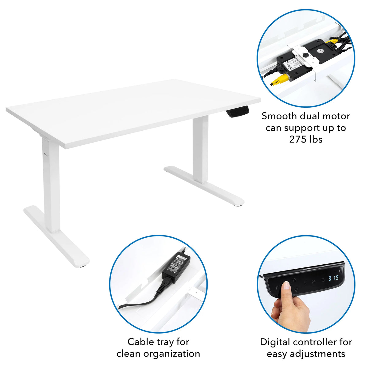 White Electric Standing Desk with Tabletop B23026